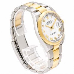 Rolex Datejust 36MM White Roman Dial 126203 Two Tone Watch